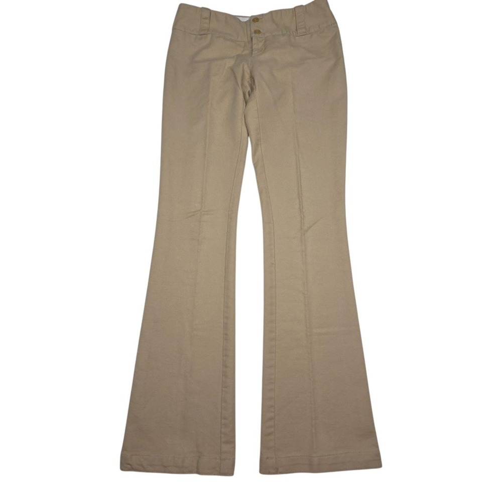 Vintage Y2K 00s GAP Pants Sz 2 Tan Slim Baby Bootcut Ultra Low Rise Khaki Falre